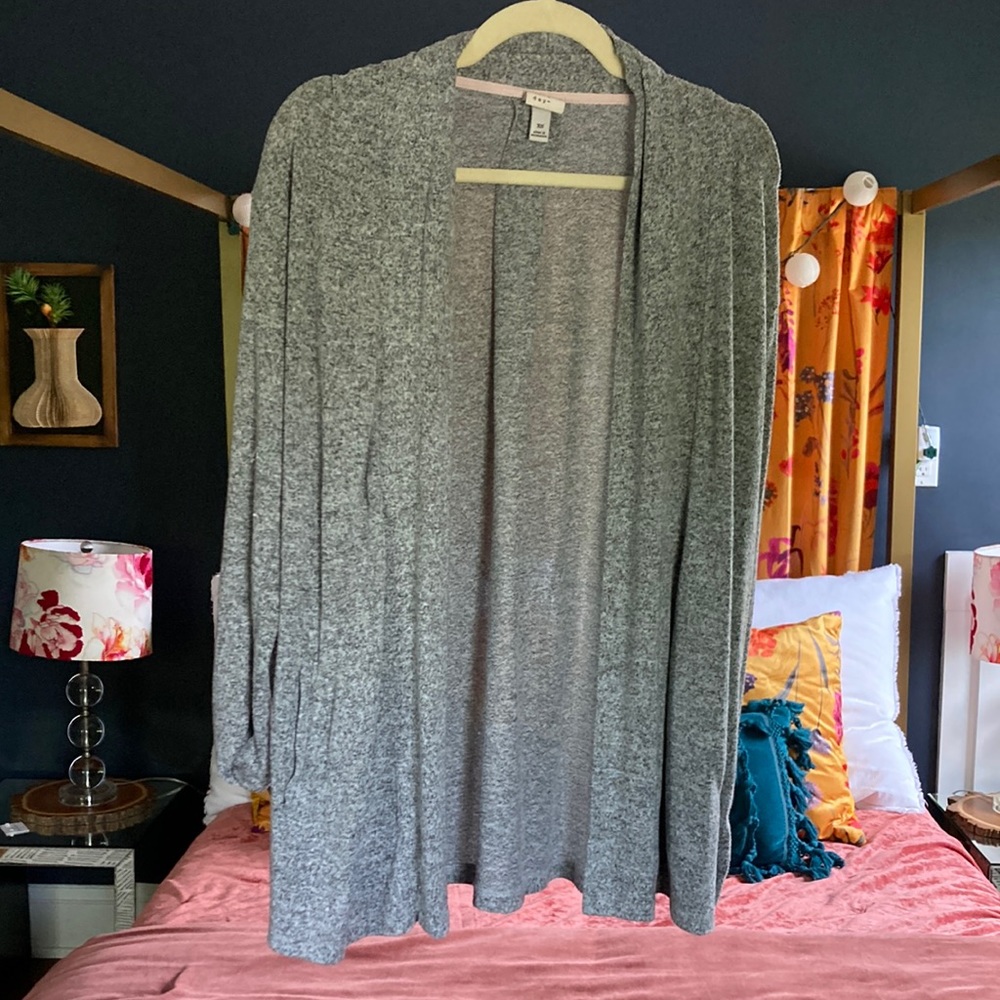 Gray open front cardigan